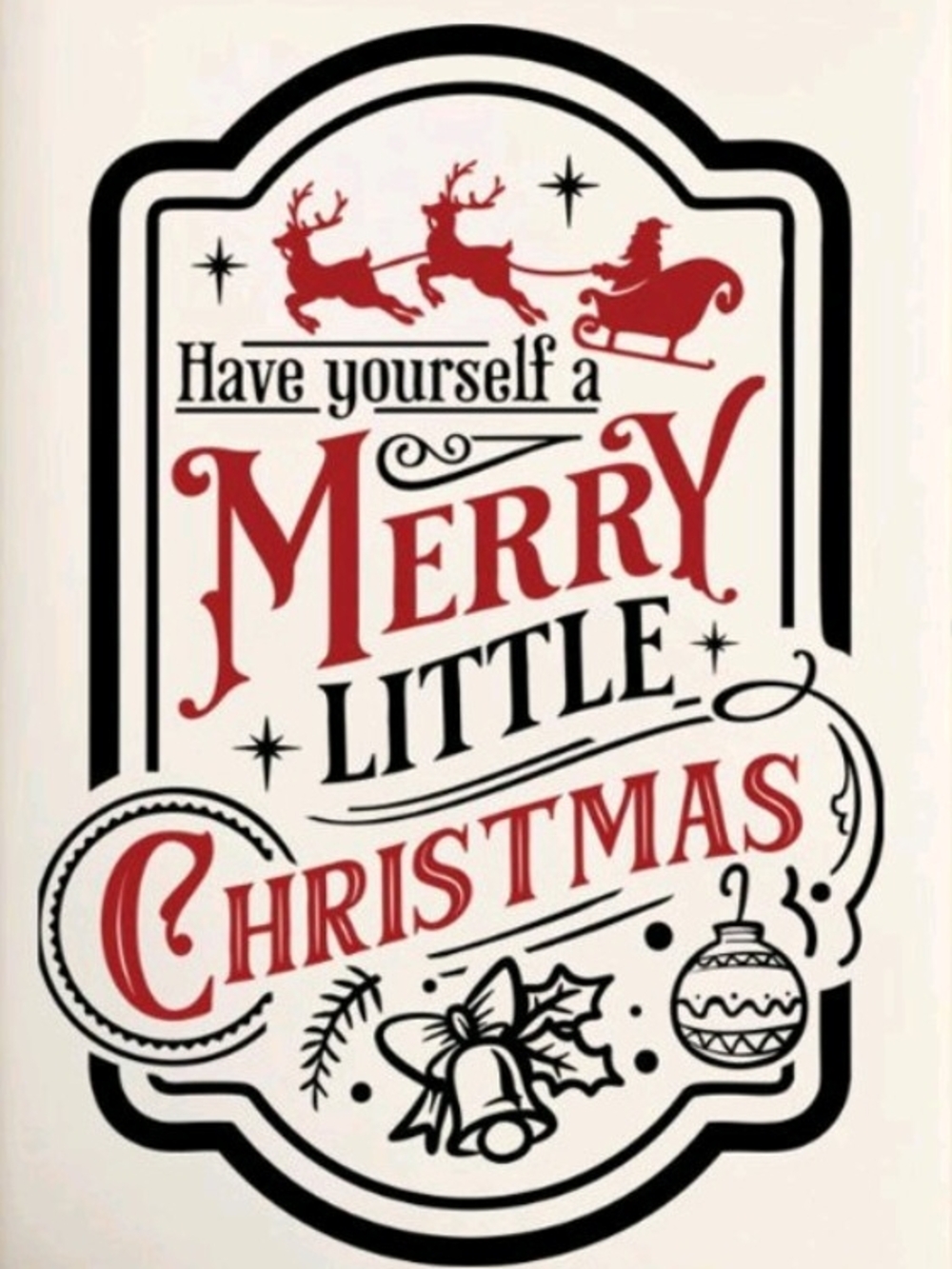 Holiday Wall Art Print - Merry Little Christmas (Red & Black) 8x10 Print